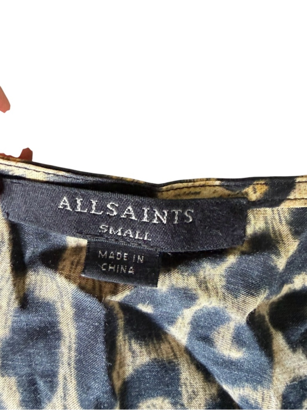 AllSaints Leopard-Print V-Neck Dress in Tan and Black - Picture 4 of 4